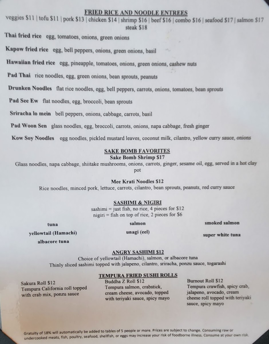 Sake Bomb Thai And Sushi Bar Menu-4