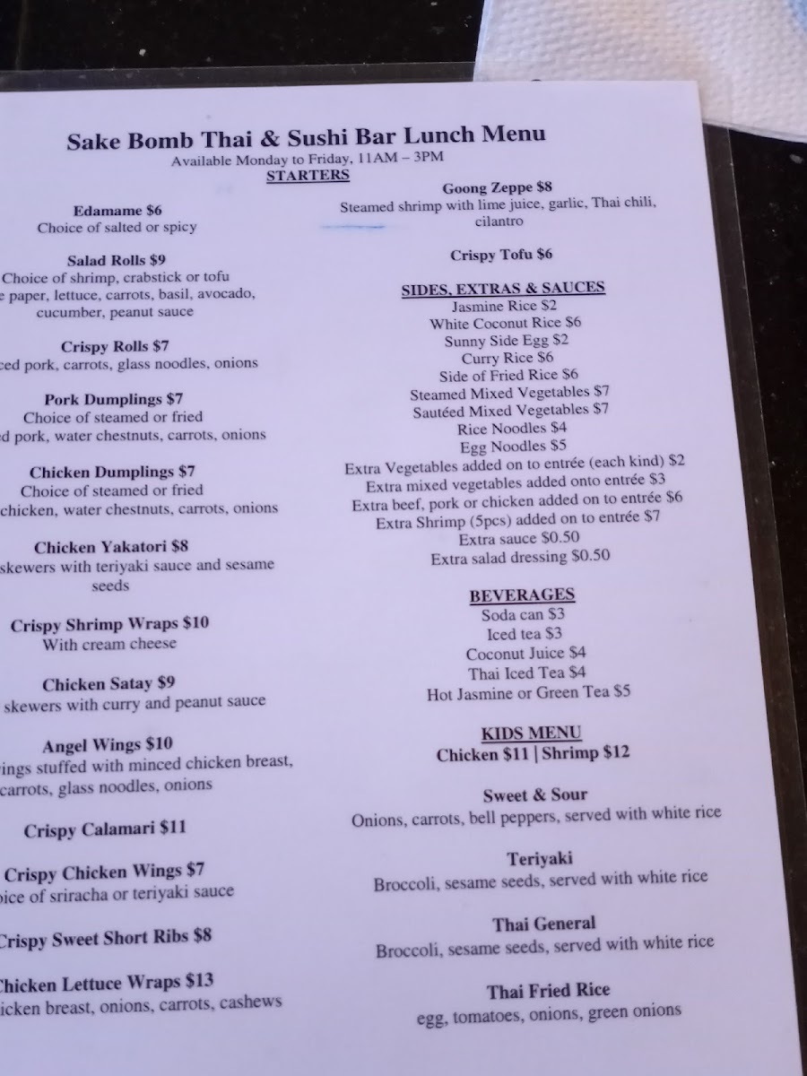 Sake Bomb Thai And Sushi Bar Menu-6