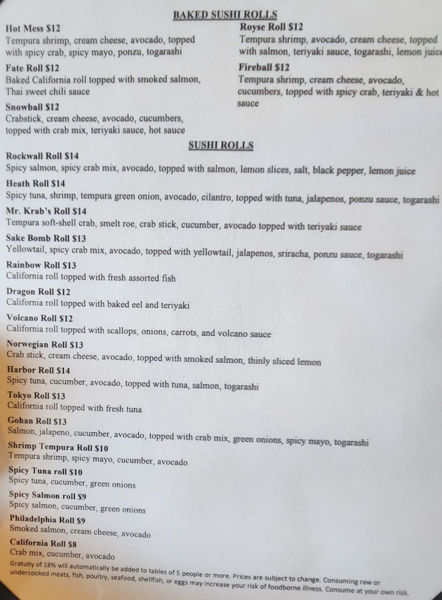 Sake Bomb Thai And Sushi Bar Menu-7